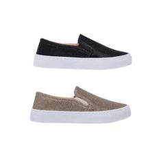 Kit 2 Tênis Slip On Feminino com Glitter Brilhante-Feminino