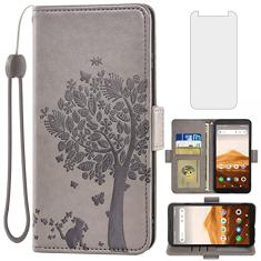 Asuwish Compatível com Alcatel Apprise/Glimpse/Volta/1B (2020) Capa carteira e protetor de tela de vidro temperado flip alça de pulso suporte de cartão capa de celular para 5002R 5002C 5002E 5002L