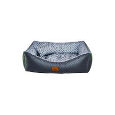 Cama para Cachorro Retangular em Corino + Poliéster Azul LV Média (M) 55 x 42 cm
