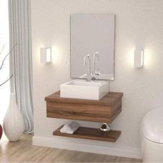 Bancada para Banheiro com Cuba Q35 Prateleira e Espelheira 606w Metróp