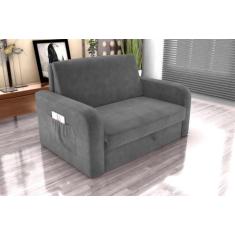 Sofá Cama Daiane Veludo Cinza E425 - Matrix - LM DECOR