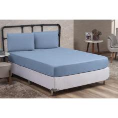 Lençol Cama Box Casal 3 peças Liso com Elástico e Fronhas Barato - DON
