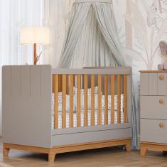 Berço Mini Cama Chantilly Expresso Móveis Cinza/Marrom