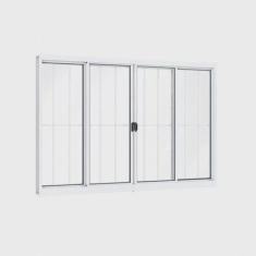 Janela de Correr Alumínio 4 Folhas com Grade Riobras 100cm x 150cm Branco