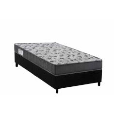 Cama Box Solteiro: Colchão Espuma D33 Ortobom Anatômico iso 100 Ultra Firme + Base crc Suede Black (88x188)