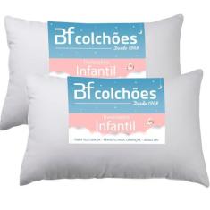 Kit 2 Travesseiros Infantil  Baixo Fibra Siliconada Antialérgico 45x65