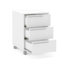 Gaveteiro Maia 3 gavetas 4 rodízios Politorno, Branco