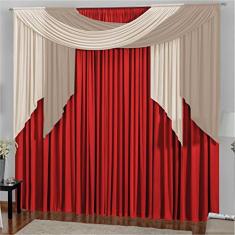 Cortina P/Varão Duplo 3,00m x 2,80m Alana Vermelho - Bordados Ricardo