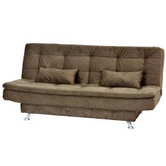 Sofá-Cama Matrix Salomé com Almofadas em Tecido Suede - Marrom