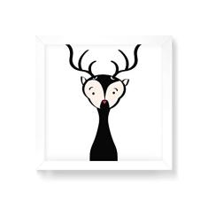 Arte Maníacos Quadro Decorativo Cervo Comic - 30x30cm (Moldura em laca branca)