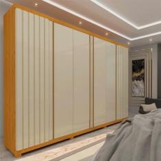 Guarda Roupa Casal 6 Portas 4 Gavetas Absolut New Gelius Móveis Naturale/off White
