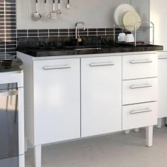 Balcão para Pia de Cozinha 120cm 2 Portas 3 Gavetas Vênus Cozimax Branco