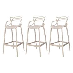 Kit 3 Banquetas Alta Allegra Master Nude Polipropileno