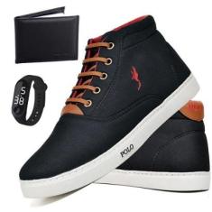 Tênis Masculino Casual Sapatenis Polo Blu Kit Com Carteira E Relogio !-Masculino