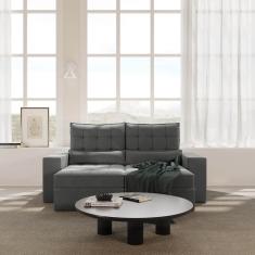 Sofá Retrátil e Reclinável 3 Lugares 220cm Embaúba Extra Cabecasa Madeiramadeira Grafite Fosco