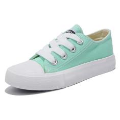 OPOEE Sapatos infantis para meninos e meninas cano baixo com cadarço infantil sapatos de lona de volta às aulas sapatos brancos pequenos tênis infantis adolescentes médio e grande crianças skate