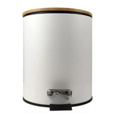 Lixeira Inox Branca 3 L Com Pedal E Tampa Bambu - Wincy
