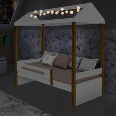 Cama Solteiro Sara Branco com LED e Colchão - Divaloto