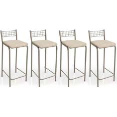 Kit 4 Banquetas Sala Jantar Gênova B705 4 Un Niquel Nude 16