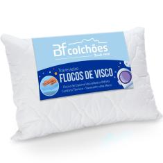 Travesseiro Flocos De Espuma Viscoelástica Antialérgico Macio nasa 50x70x14cm - bf Colchões