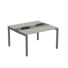 Mesa Plataforma Dupla Com Pé De Aço Para Coworking 130x120 Pdc13-12-2p Nogueira Casablanca-grafito