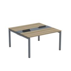 Mesa Plataforma Dupla Com Pé De Aço Para Coworking 140x140-2p Pdc14-14-2p Noce Naturalle-grafito