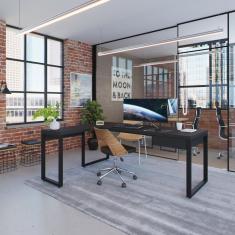 Escrivaninha Em L Yon Presidente Com 1 Gaveta 190x70x75 Preto