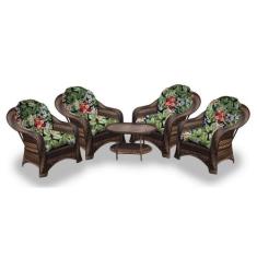 Conjunto de Poltronas Fibra Sintética Janaína - 4 Poltronas + 1 Mesa C