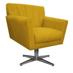 Poltrona Laura Base Giratória de Metal Suede Amarelo - Doce Sonho Móve