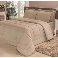 Kit Edredom Aconchego Casa Dona Dupla Face Casal Queen 6 Pçs com Lenço