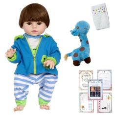 Boneco Estilo Reborn Masculino Girafa Grande 9 Acessórios - Cegonha Re