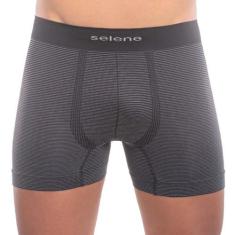 Cueca boxer listrada sem costura selene, EG, Preto