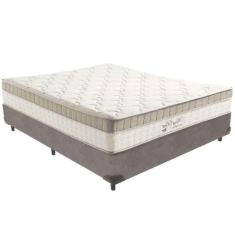 Cama Box Cinza E Colchão King Best Molas Ensacadas Casal 138x188x33 An