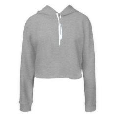 Moletom Feminino Ragor Cropped Liso Capuz Inverno Casaco, G, Cinza