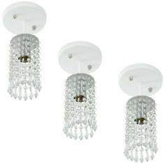 Kit 3 Lustres Clearcrillic Cristal Acrílico Redondo Branco - MARRYLUZ,