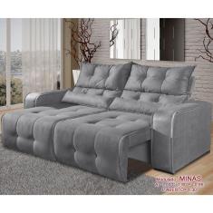 Sofá 2 Lugares Retrátil e Reclinável Minas Tecido Suede 180cm Cor Cinza