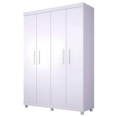 Guarda Roupa Solteiro 4 Portas 3 Gavetas Móveis Lanza Branco