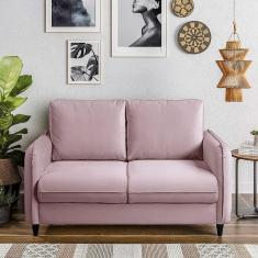 Sofá Orquídea 2 Lugares em Veludo Cabecasa Madeiramadeira Rosa