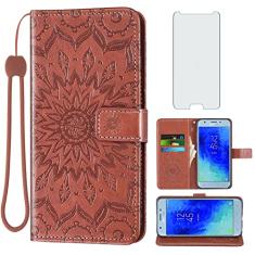 Capa de telefone para Samsung Galaxy J3 Orbit J 3 Star 2018 3J Achieve carteira com protetor de tela de vidro temperado, capa flip de couro, suporte para cartão, celular Glaxay J3V V 3ª geração SM