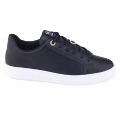 Tênis Feminino Via Marte Casual 23-13806 Cadarço Napa Preto