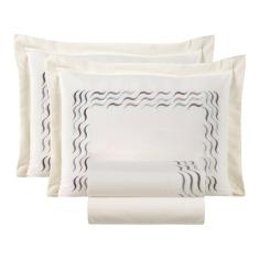 Jogo Lençol Algodão Sofy Queen Bordado 4 pçs Palha