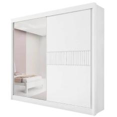 Guarda Roupa Titanium Ripado Casal com Espelho 2 Portas 6 Gavetas D Doro Cor Branco