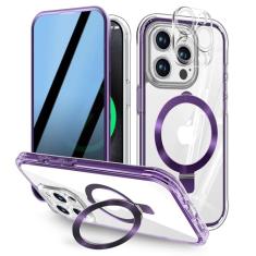 [Protetor de tela antiespião integrado e suporte magnético invisível] Capa de privacidade para iPhone 14 Pro Max [proteção de lente integrada] [compatível com MagSafe] Capa de celular à prova de