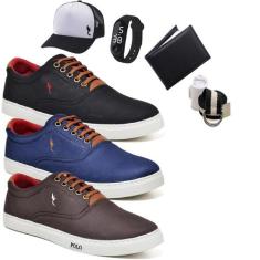 Kit Tênis Casual + Relógio + Cinto + Meia + Carteira + Boné - Polo Blu