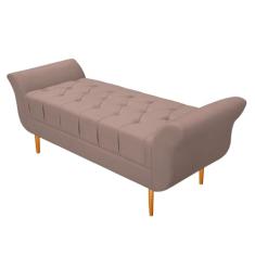 Recamier Estofado Ari 160 cm Queen Size Suede Rosê - Amarena Móveis