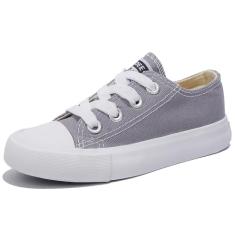 OPOEE Sapatos infantis para meninos e meninas cano baixo com cadarço infantil sapatos de lona de volta às aulas sapatos brancos pequenos tênis infantis adolescentes médio e grande crianças skate