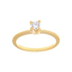 Anel Rommanel Banhado Ouro Aro Fino Solitário Zircônia Quadrada  51013