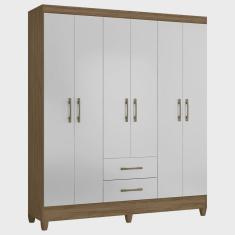 Guarda Roupa Panamá Naturale/ Branco 6 Portas 2 Gavetas Moval