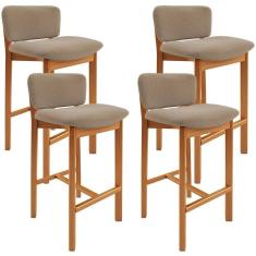 Kit 04 Banquetas Alta Para Cozinha Sala De Jantar Bar Dara L02 Bouclê Bege - Lyam Decor