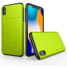 SORAKA Capa para iPhone XR com porta-cartões Capa para carteira Capa blindada para iPhone XR Capa para PC TPU de camada dupla Capa à prova de choque